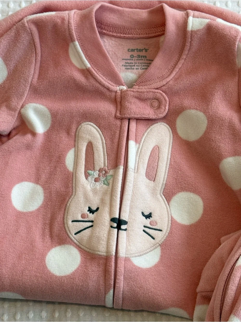 Carter's Bundle 0-3m Pink Polka-Dot Sleep Sack with Bunny Face